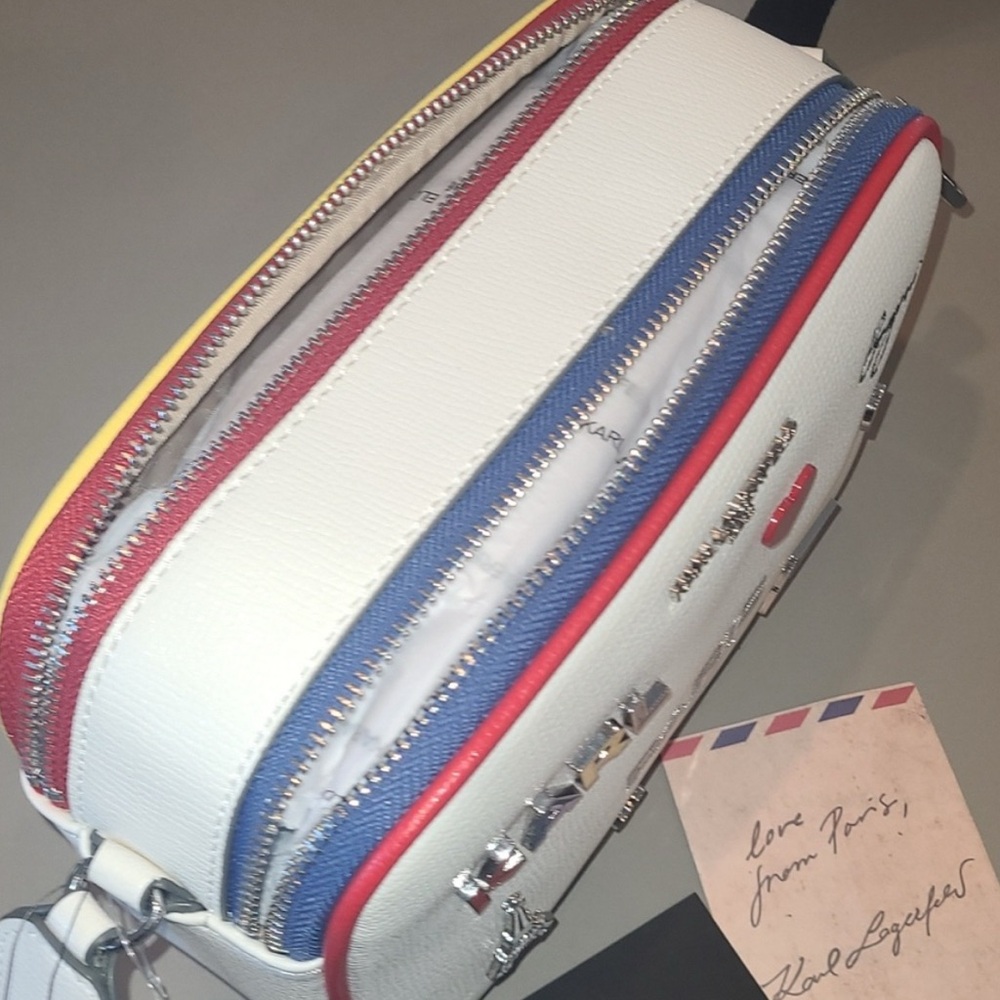 💋SOLD💋Karl Lagerfeld White Bag with Paris Icons - Picture 7 of 8